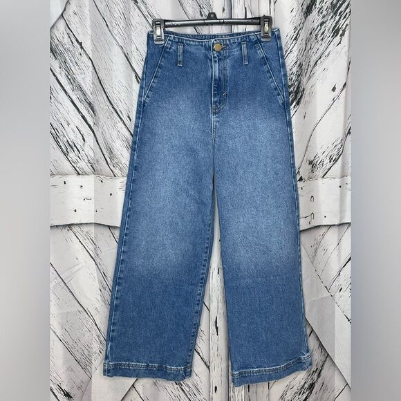 Zara Jeans High Waisted Wide Leg Ankle Size 2 - Picture 1 of 6